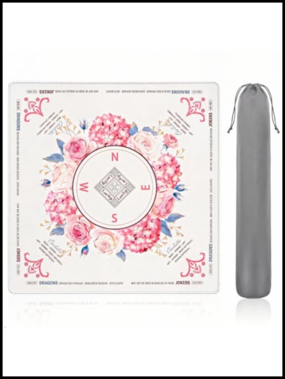 Mahjong Mat with Rules, 31.5" Non-Slip 3mm Noise Reducing Waterproof No Creases